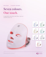 Seven light colours available on the GAIA HALO LED mask
